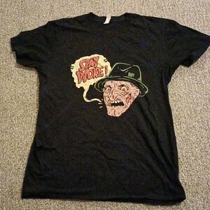 Gildan Black Graphic Tee with Zombie Design - Stay Woke - As Is